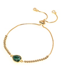 Fashion Gold Drop-shaped Malachite Gold Beads Pulled Zircon Bracelet