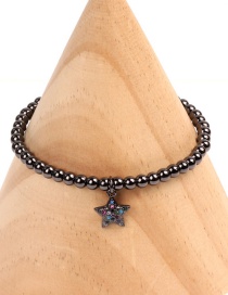 Fashion Black Copper Bead Weave Pentagram Micro Diamond Bracelet