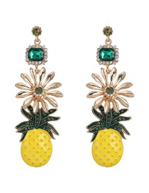 Fashion Gold Fruit Pineapple With Diamond Stud Earrings