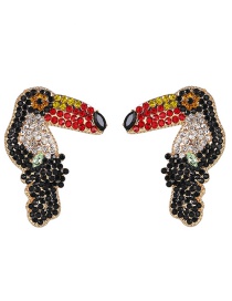 Fashion Black Animal Woodpecker Earrings