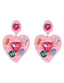Fashion Pink Geometric Heart Earrings