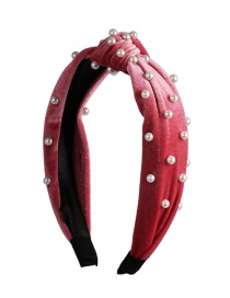 Fashion Red Wide-brimmed Bow Pearl Headband