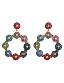 Fashion Color 1 Diamond Flower Earrings
