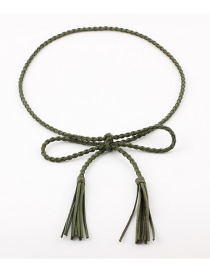 Fashion Dark Green Woven Korean Cashmere Waist Chain