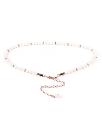 Fashion White Pearl Bow Elastic Waist Chain