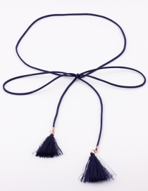 Fashion Dark Blue Bow Fringed Thin Waist Chain