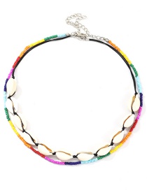 Fashion Color Woven Shell Rice Beads Necklace
