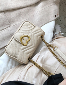 Fashion White Heart-shaped Lock Collar Messenger Handbag