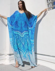 Fashion Blue Cotton Printed Blouse