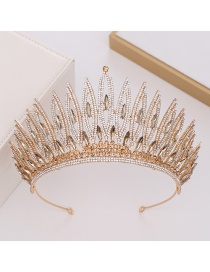 Fashion Gold Large Crystal Crown Headband