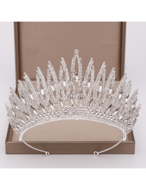 Fashion Silver Large Crystal Crown Headband
