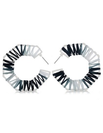 Fashion Black Braided Geometric C-shaped Semi-circular Alloy Earrings
