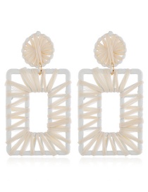 Fashion White Braided Geometric Earrings