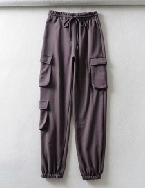 Fashion Dark Gray Multi-pocket Tie With Straight Leg Pants