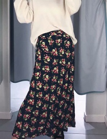 Fashion Black Flower Print Skirt