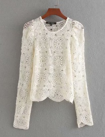 Fashion White Crocheted Openwork Top