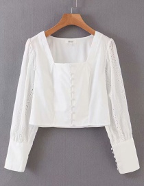 Fashion White Lace Stitching Collar Shirt