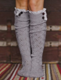 Fashion Gray Lace Side Tube Pile Wool Socks