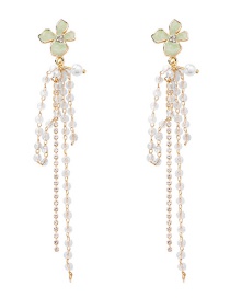 Fashion Gold  Silver Needle Flower Crystal Rhinestone Tassel Earrings