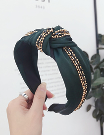 Fashion Green Diamond Chain Knotted Wide-brimmed Headband
