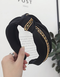 Fashion Black Diamond Chain Knotted Wide-brimmed Headband