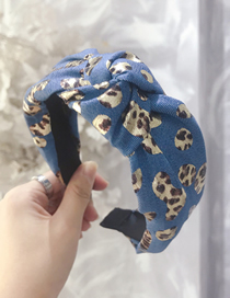 Fashion Light Color Denim Bronzing Leopard Knotted Wide-brimmed Headband