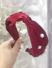 Fashion Red Knotted Diamond Wide-brimmed Headband