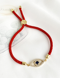 Fashion Red Copper Inlay Zircon Eye Braided Rope Bracelet