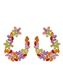 Fashion Color Alloy Studded U-shaped Earrings