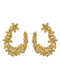 Fashion Gold Alloy Studded U-shaped Earrings