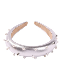 Fashion Silver White Sponge Alloy Pearl Headband