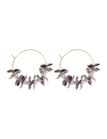 Fashion Gray Alloy Pearl Non-woven Flower Earrings