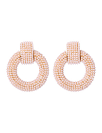 Fashion Gold Alloy Pearl Circle Earrings