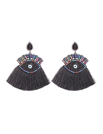 Fashion Black Alloy Diamond Beads Beads Tassel Earrings