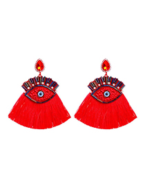 Fashion Red Alloy Diamond Beads Beads Tassel Earrings