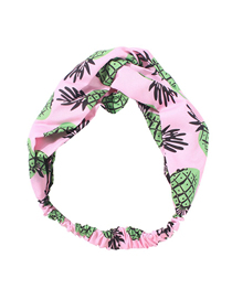 Fashion Pink Greenish Cloth Pineapple Print Headband