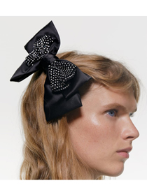 Fashion Black Alloy Cloth Pearl Bow Hair Clip