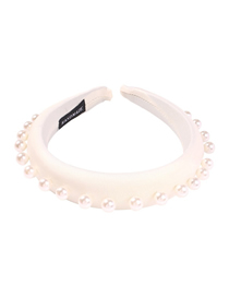 Fashion White Sponge Cloth Pearl Headband