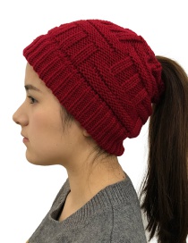 Fashion Red Warm Bamboo Wool Cap