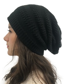 Fashion Black Openwork Knit Double Hat