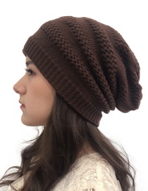 Fashion Coffee Openwork Knit Double Hat