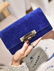 Fashion Blue Rabbit Hair Lock Cover Wallet