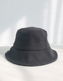 Fashion Woven Plaid Black Woolen Basin Cap