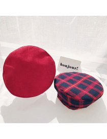 Fashion Suede Plaid Double Sided Red Plaid Beret