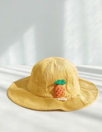 Fashion Drawstring Pineapple Turmeric Corduroy Child Fisherman Hat