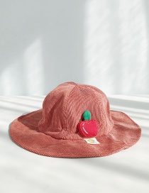 Fashion Drawstring Apple Brick Red Corduroy Child Fisherman Hat