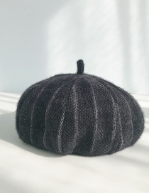 Fashion Short-haired Striped Black Short-haired Beret