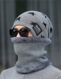 Fashion Gray Knitted Wool Bib Hat Two-piece