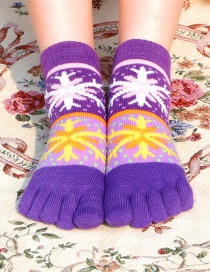 Fashion Snowflake Purple Animal Cartoon Tube Toe Socks