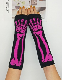 Fashion Black Skull Knitting Ghost Claw Fluorescent Contrast Half Finger Arm Set
